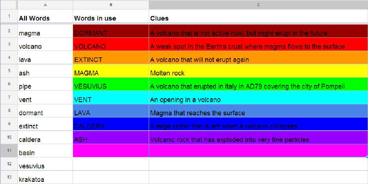 Google Sheets and make-your-own Crosswords – Damien Kee